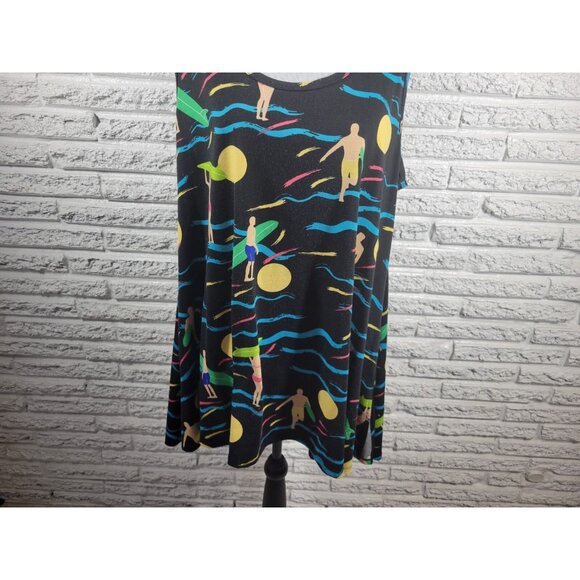 Lularoe Womens Top Extra Large Tank Tunic Black Poly Blend Surfer Surfing D3XE - Picture 4 of 9